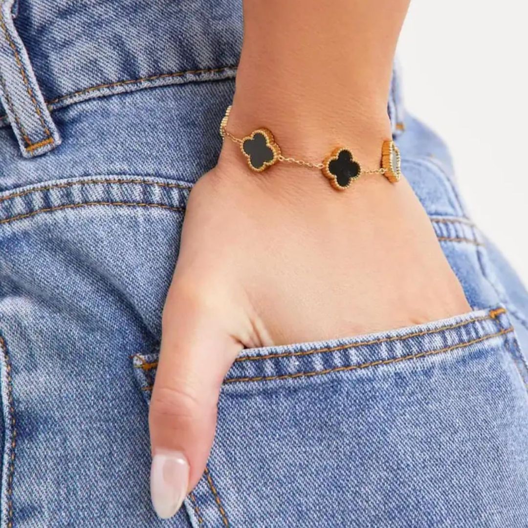 Black Clover Chain Bracelet for Women