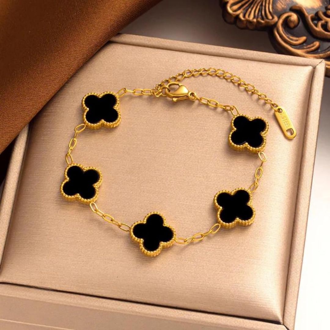 Black Clover Chain Bracelet for Women