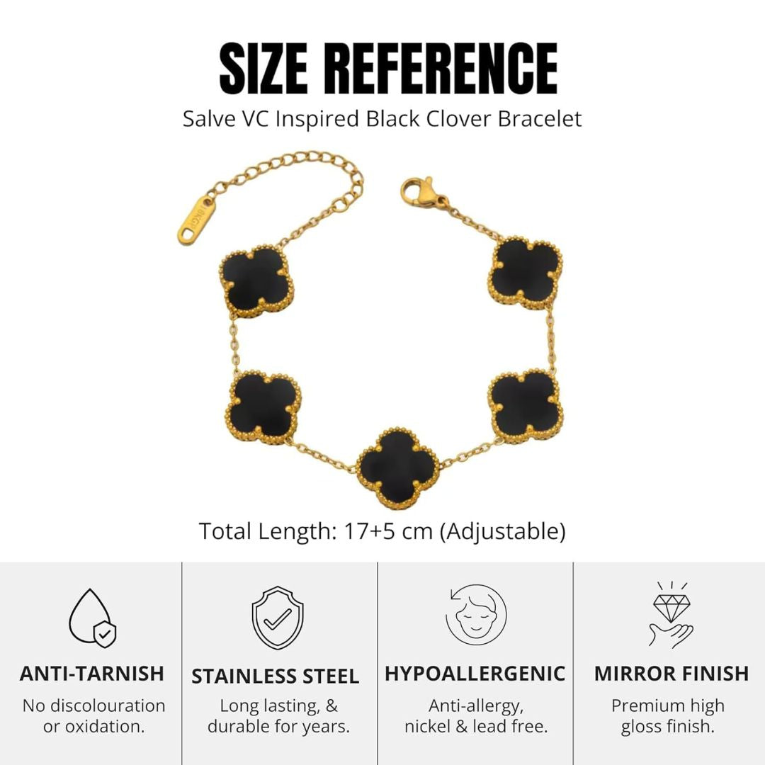 Black Clover Chain Bracelet for Women