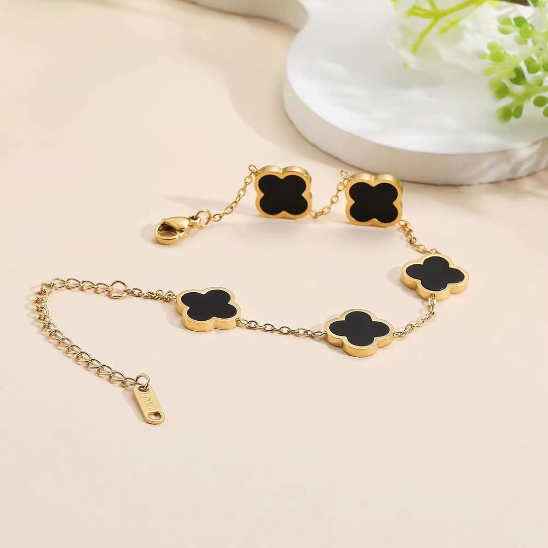 Black Clover Chain Bracelet for Women
