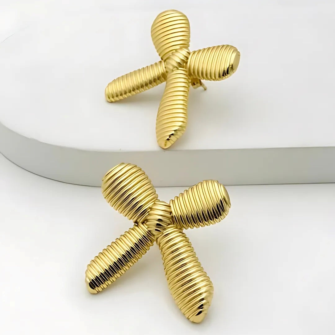 Butterfly Bow Earrings - 18 K Gold Plated Studs