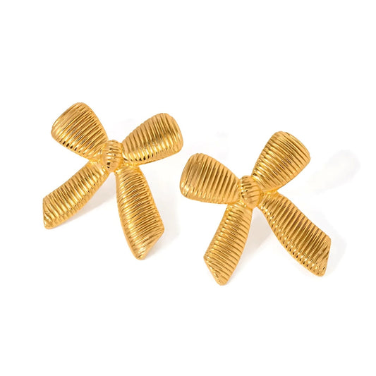 Butterfly Bow Earrings - 18 K Gold Plated Studs