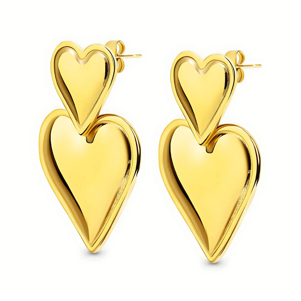 Chunky Double Heart Earrings