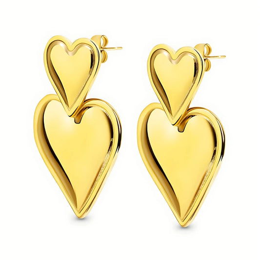 Chunky Double Heart Earrings