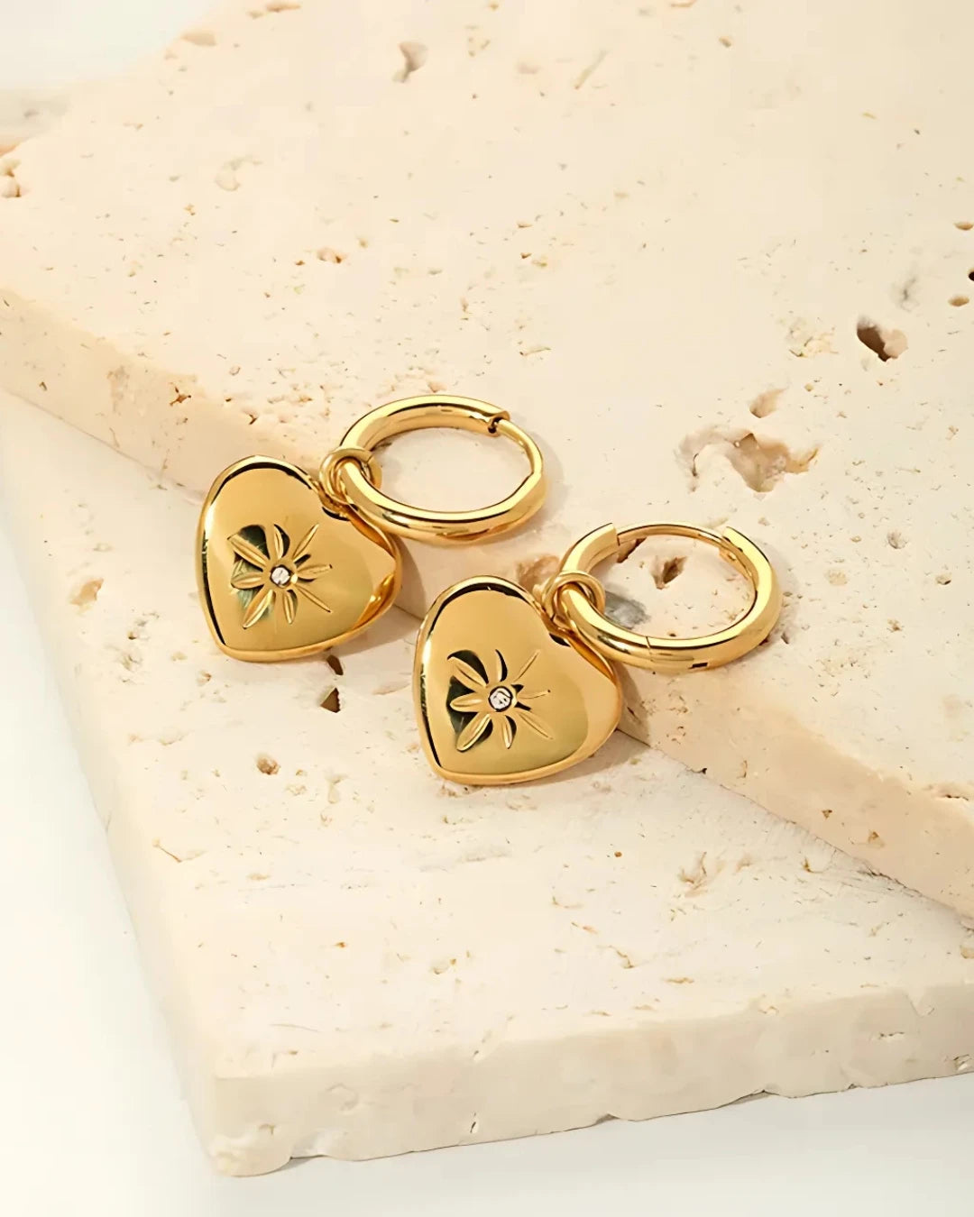 Heart Huggies - 18K Gold Plated Earrings