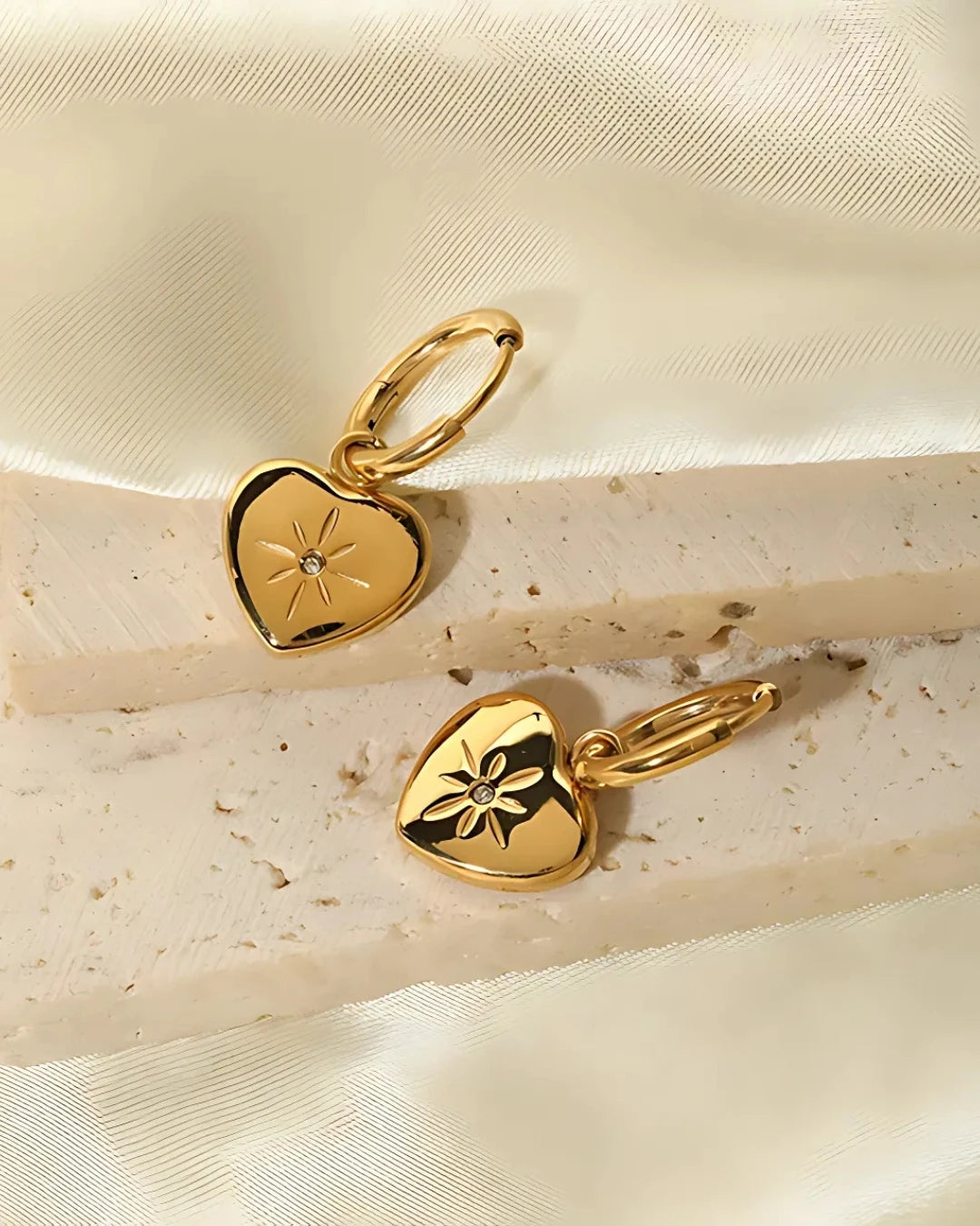 Heart Huggies - 18K Gold Plated Earrings