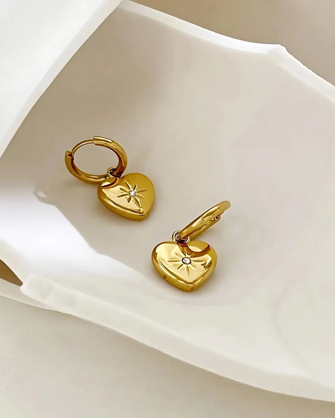 Heart Huggies - 18K Gold Plated Earrings