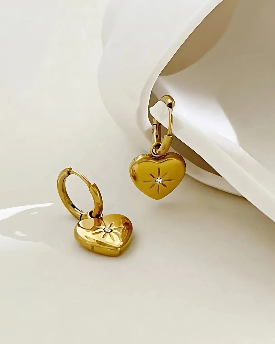 Heart Huggies - 18K Gold Plated Earrings