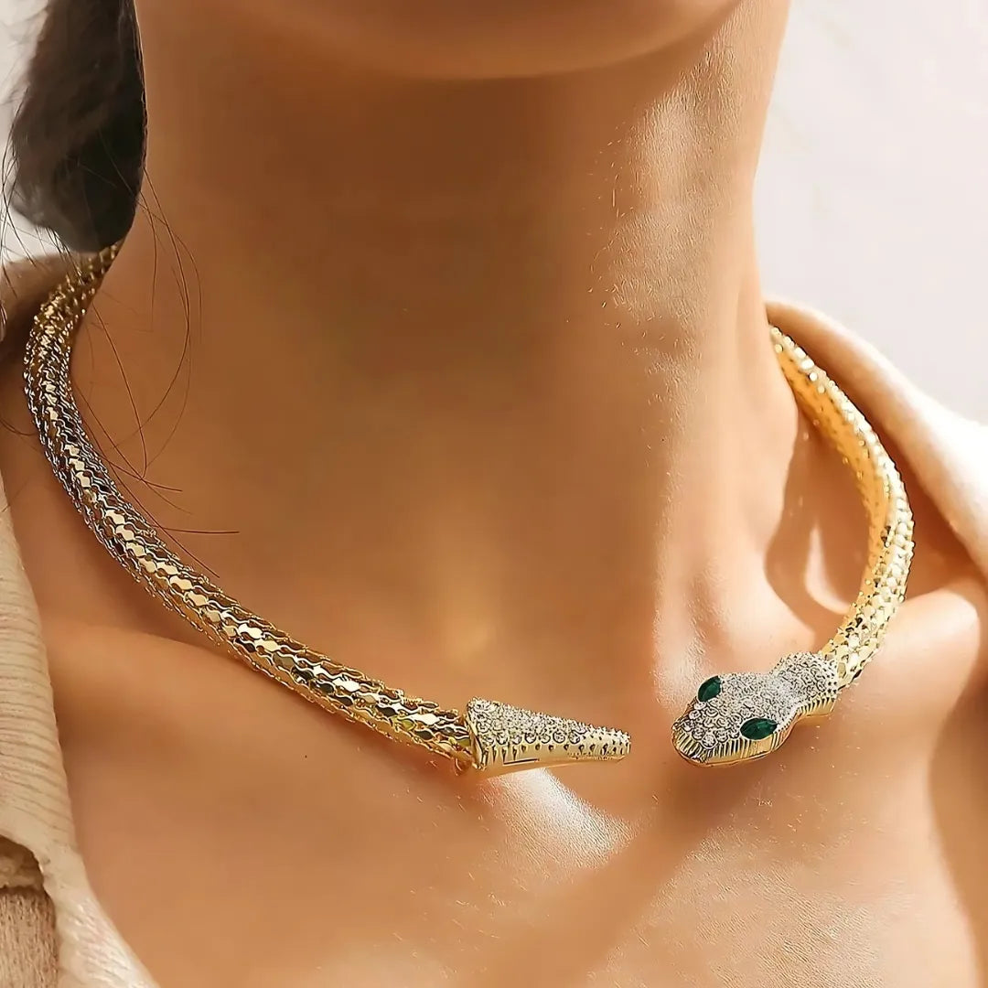 Serpent Gold Zircon Studded Choker